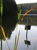 A tablet in a lake