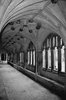 Abbey cloisters in black and w