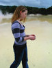 Girl walking over geothermal p