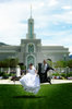 Excited newlyweds