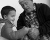 Old farmer and children