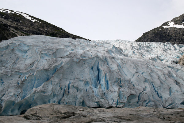 Glacier landscape: Landscape view of the lower edge of an enormous glacier in Norway.