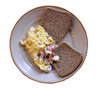 Scrambled eggs with bread