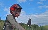 Biker in helmet portrait