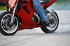 Motorcycle stunter tyre burnou