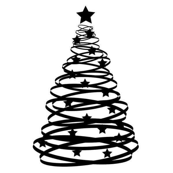 clipart christmas tree black white - photo #19