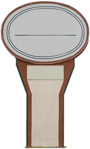 2 panel oval on column, illumi: free-standing sign used to convey advertising and information.
