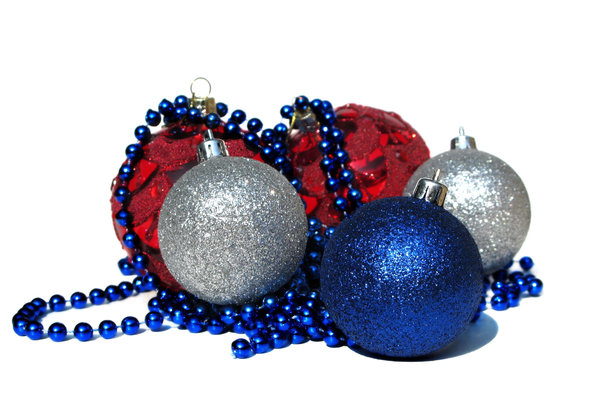 Red And Blue Christmas Decorations Photograph  Red White an