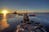 Ships in icy water - HDR
