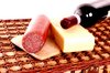 Wine, cheese and sausage on pi