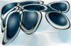 Blue metallic abtract leaves