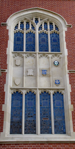 castellated-style building5: historic castellated-styled university building arched window