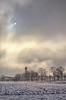 Bavarian Village on foggy Wint