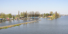 Lake shore with port