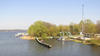 Lake shore with port