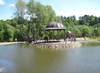 A pond and Gazebo